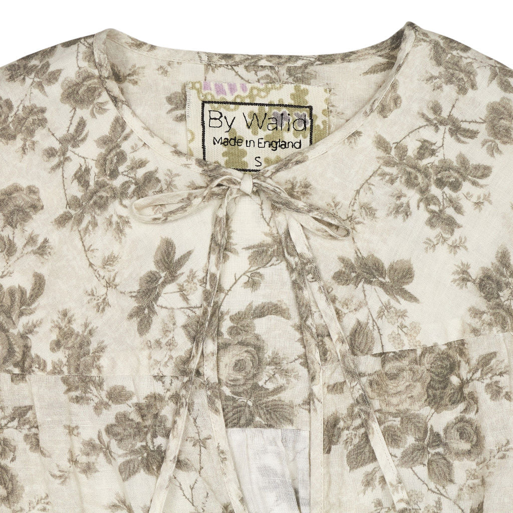 By Walid Floral Linen Midi Dress