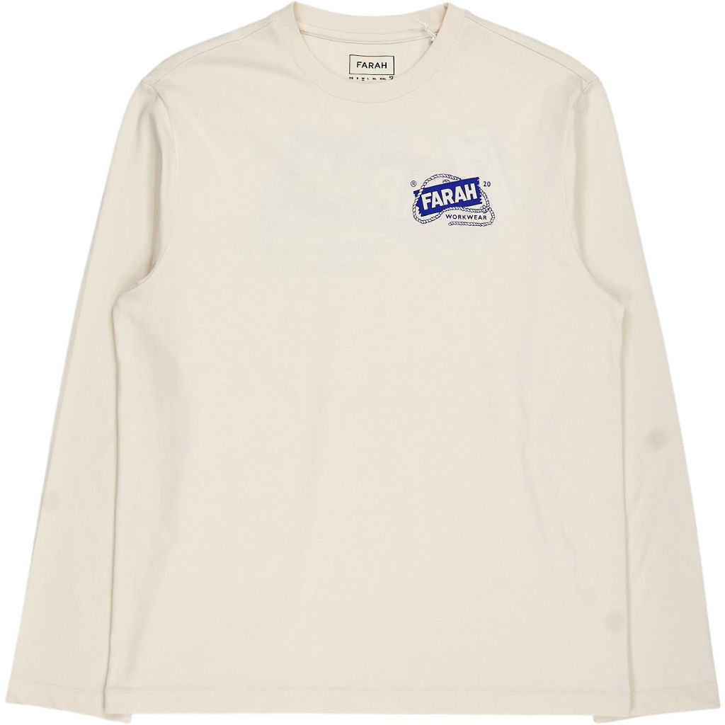 Farah Ecru Worden Graphic Long Sleeve Tee