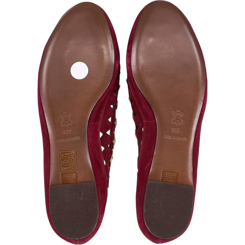Tory Burch Red Suede Studded Flats
