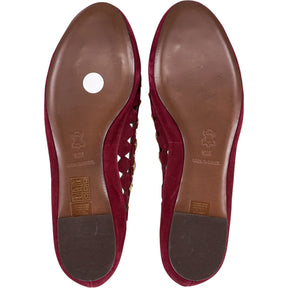 Tory Burch Red Suede Studded Flats