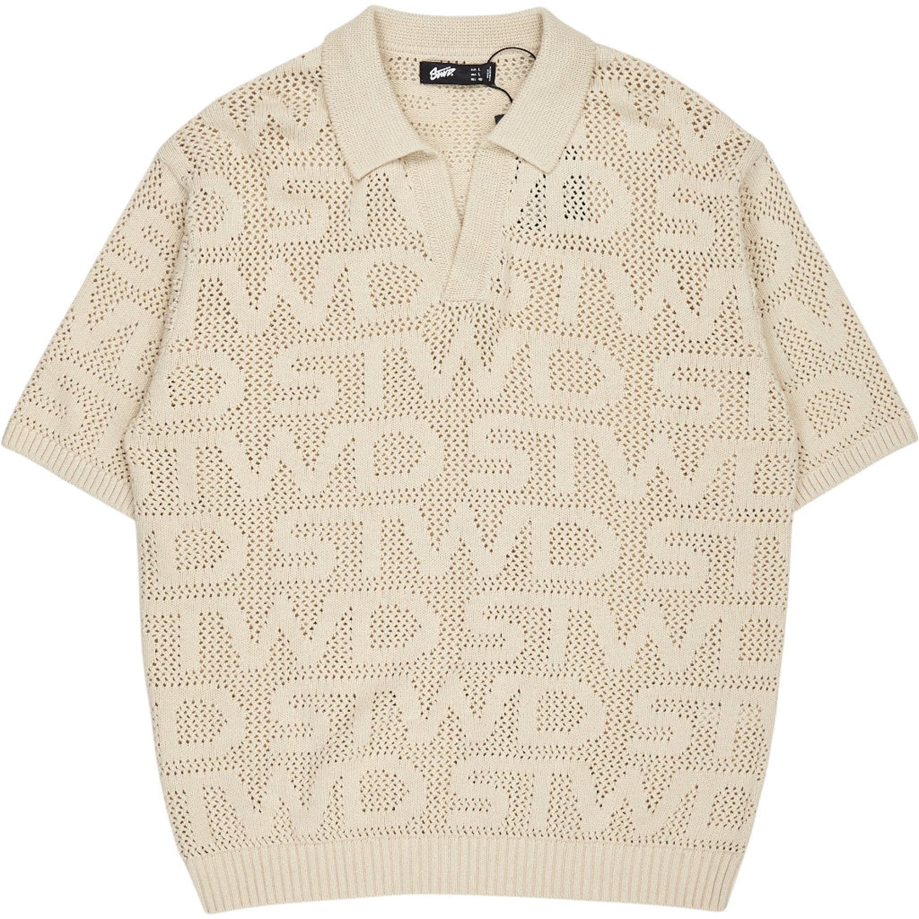Pull & Bear Cream Knit Polo Shirt