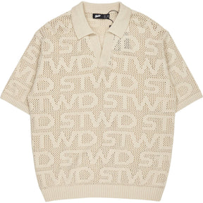 Pull & Bear Cream Knit Polo Shirt