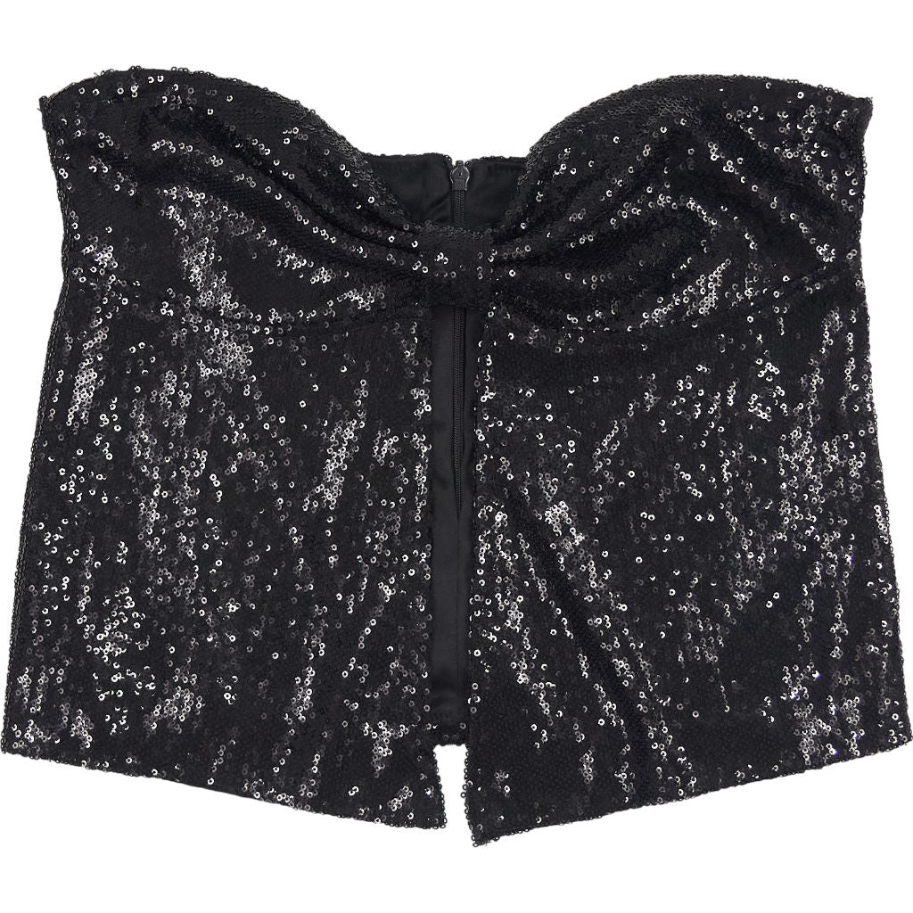 Motel Black Healy Top Statement Sequin Bow