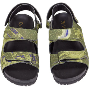 By Walid Green Patterned Sandals