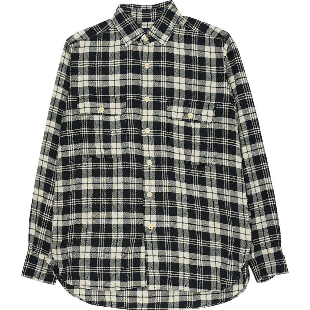 Drakes Black White Check Shirt L