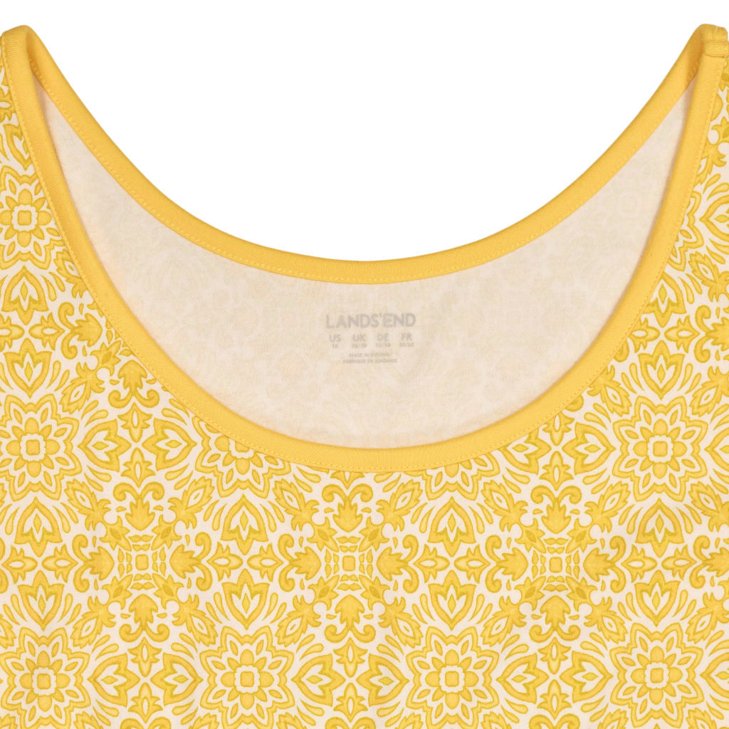 Lands End Yellow Patterned Tank Top