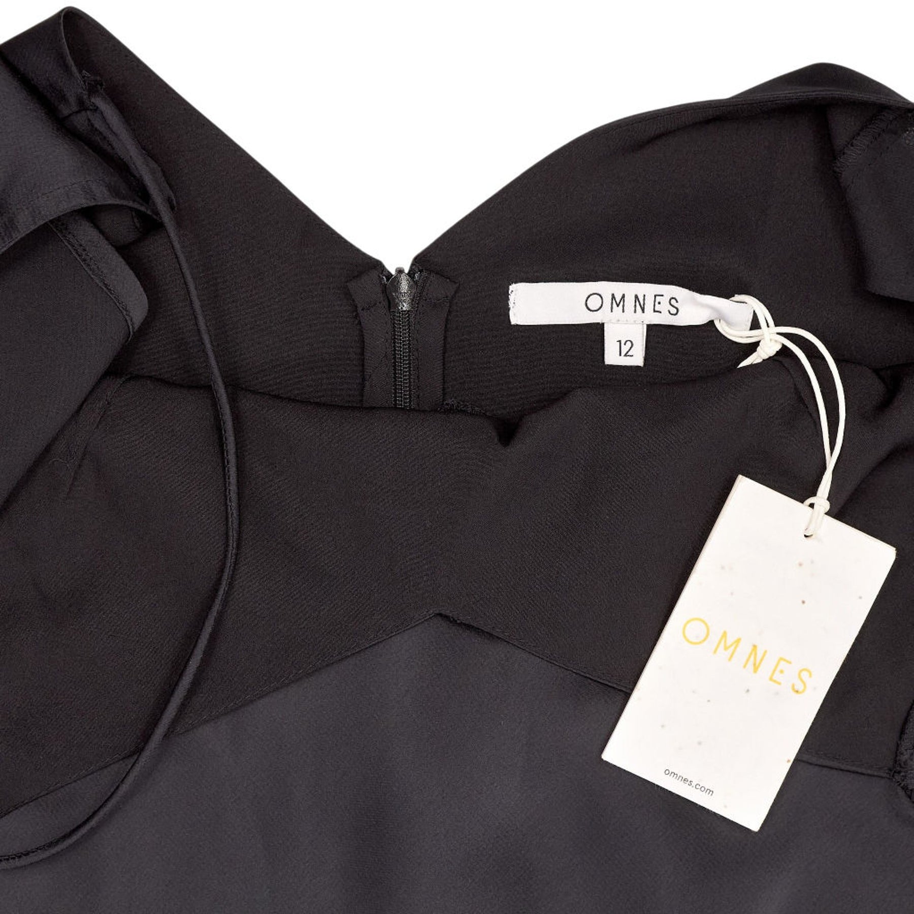 OMNES Black Anthia Drop Shoulder Midi Dress