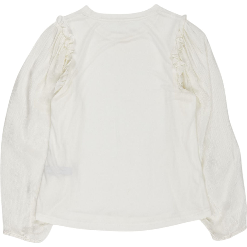 White Ruffle Long Sleeve Top
