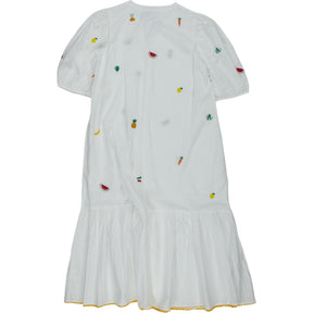 Pink City Prints White Embroidered Dress XS