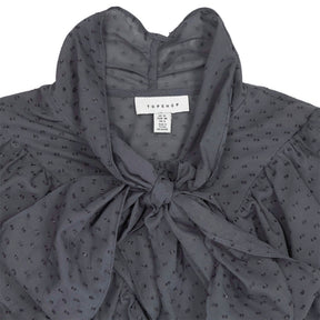 Topshop Grey Polka Dot Ruffle Blouse