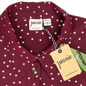 Joanie Cabernet Polka Dot Shirt Dress