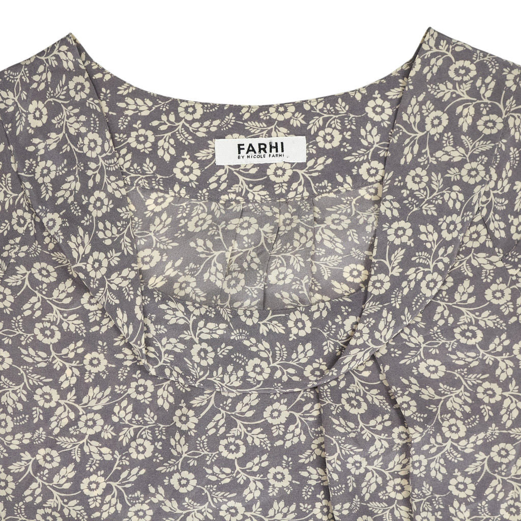 Farhi Lilac Purple Floral Print Silk Dress