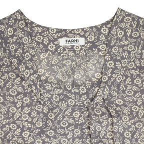 Farhi Lilac Purple Floral Print Silk Dress