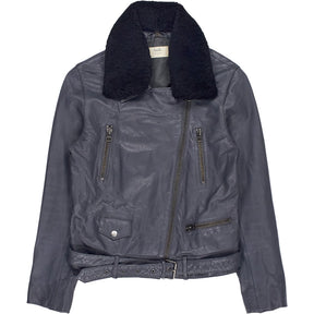 Hush Grey Leather Biker Jacket
