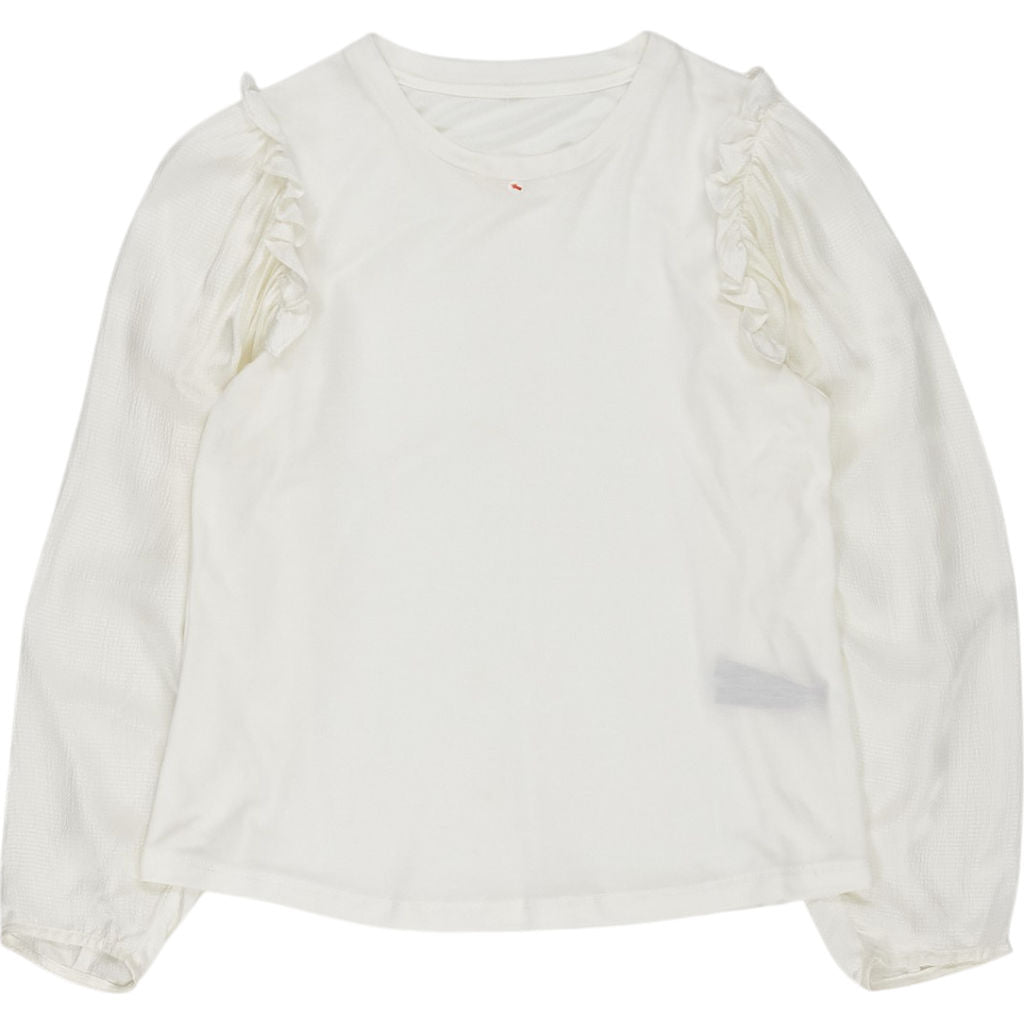 White Ruffle Long Sleeve Top