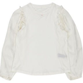 White Ruffle Long Sleeve Top