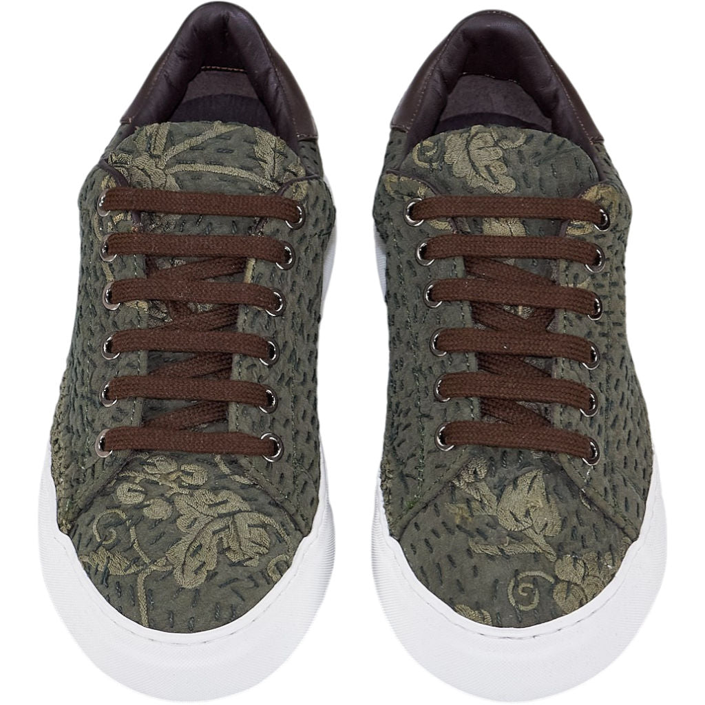 By Walid Olive Green Lace Trainers