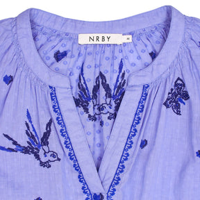 NRBY Blue Embroidered Cotton Blouse