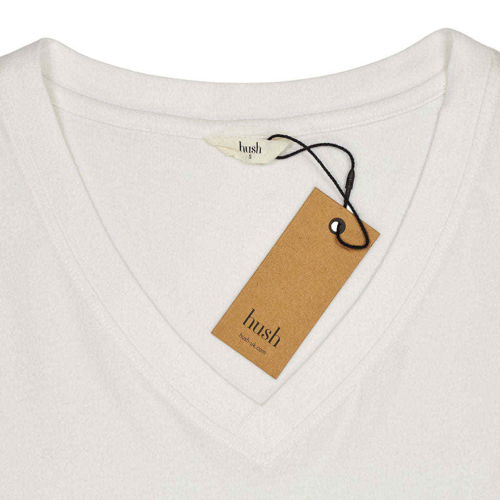 Hush White Sara Deep V Boyfriend Tee