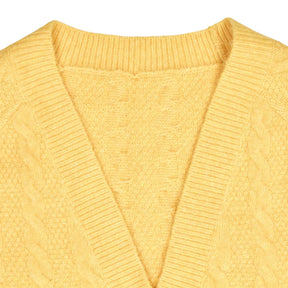 OMNES Yellow Cable Cardigan Sweater