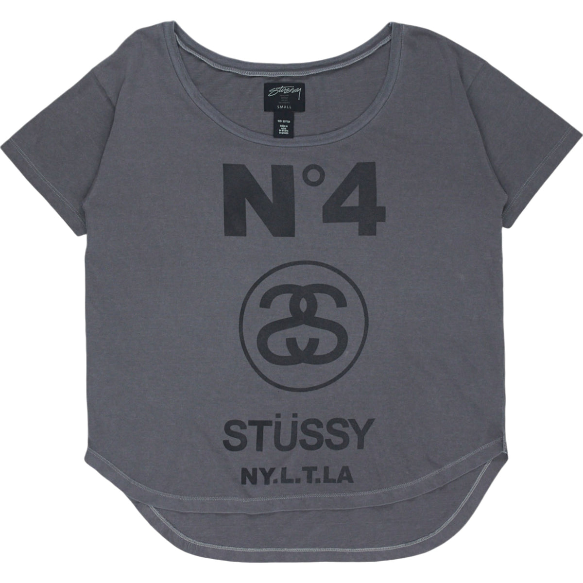 Stussy Dark Grey No.4 Slouchy Crew Neck Tee