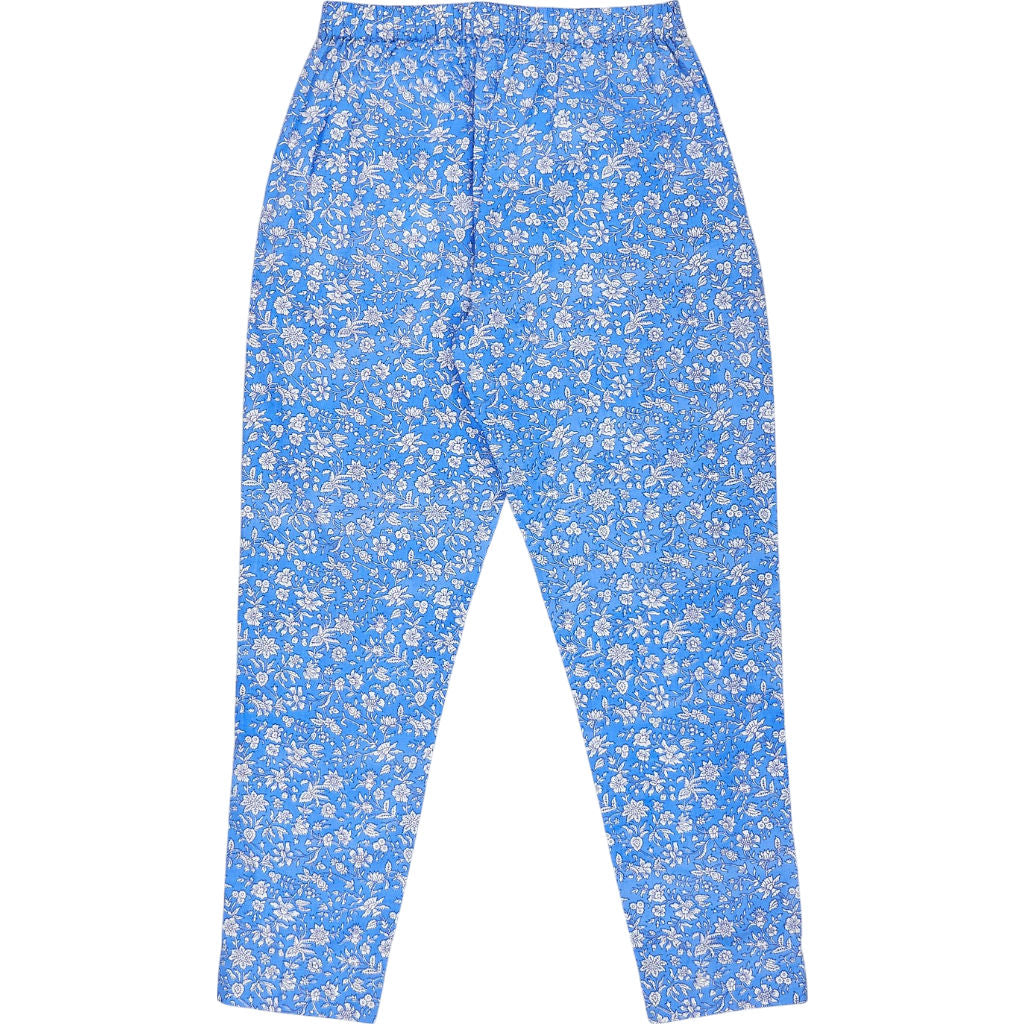 Pink City Prints Blue Floral Pattern Trousers