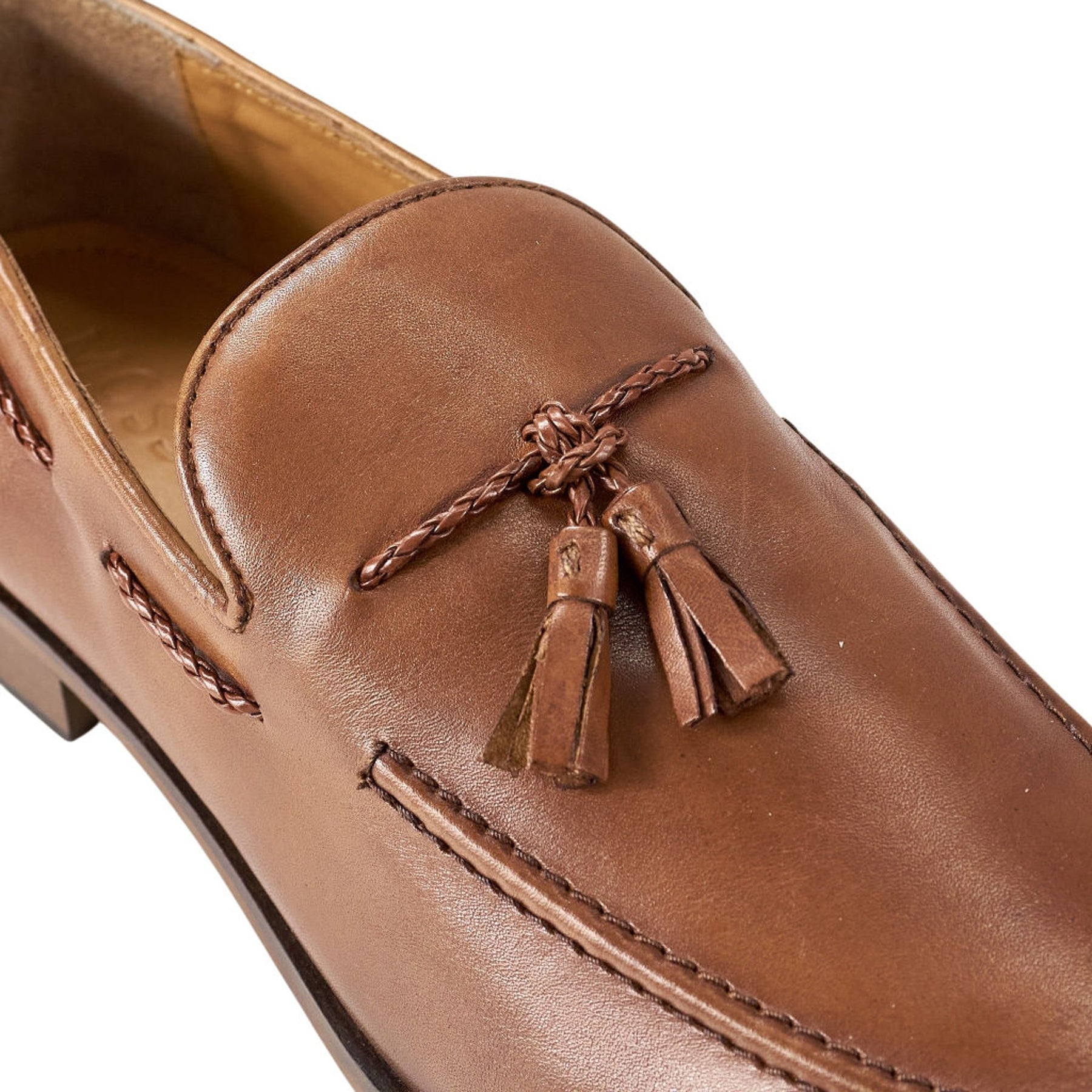 Moss Brown Leather Tassel Loafers