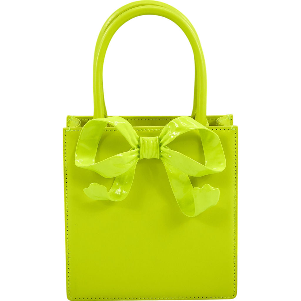 Self-Portrait Neon Yellow Bow Handbag