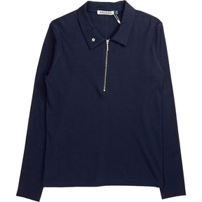 Baukjen Navy Organic Cotton Zip Collar Top
