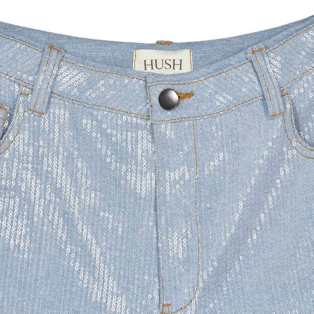 Hush Light Blue Sequin Denim Trousers