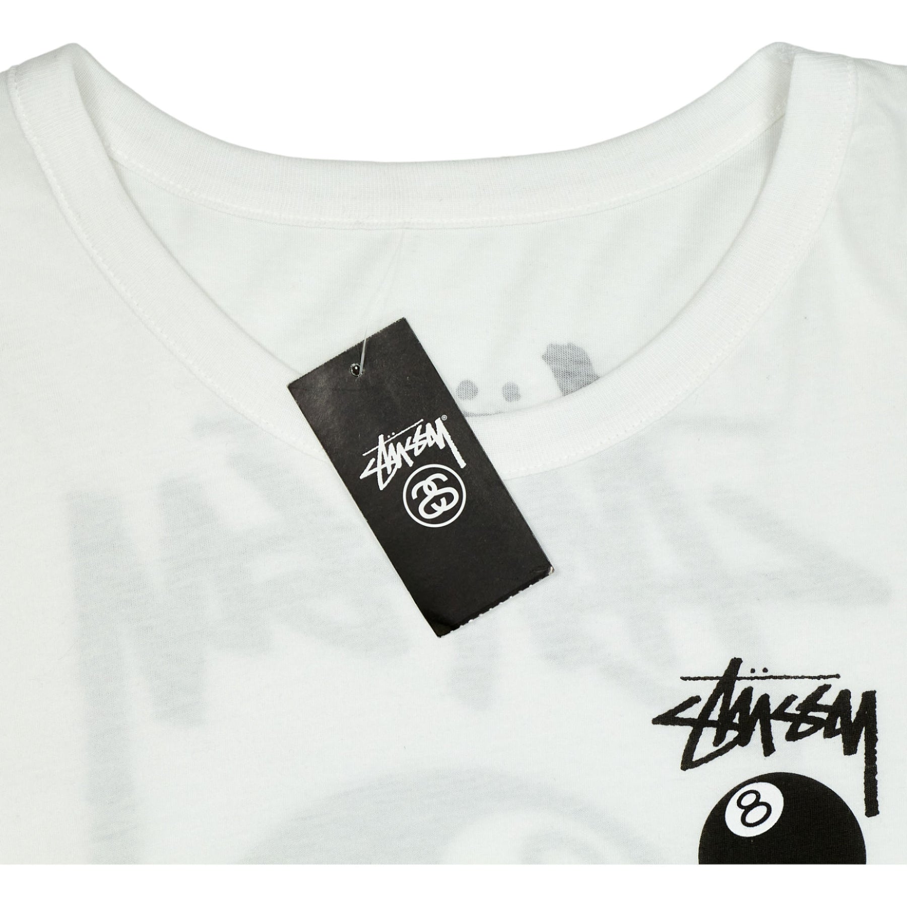 Stussy White 8 Ball Classic Cropped Tee