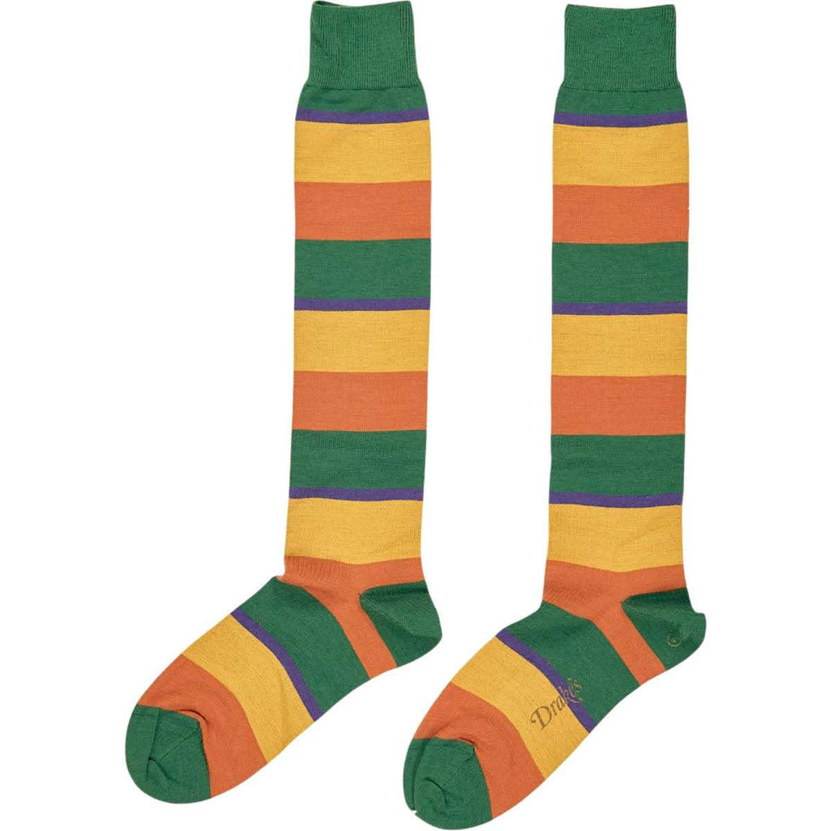 Drake's Multicolour Striped Knee-High Socks M
