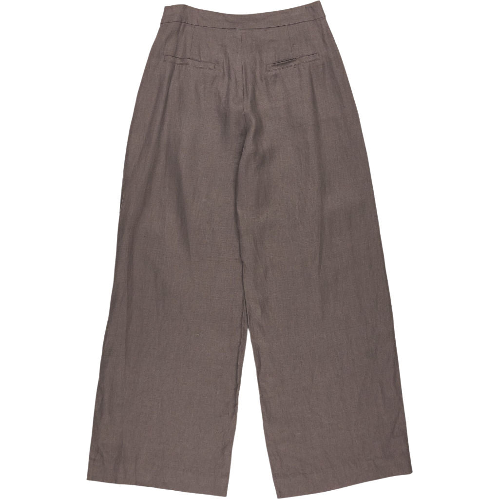 Pull & Bear Brown Linen Wide Leg Trousers