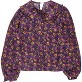 Pink City Prints Purple Floral Ruffle Blouse