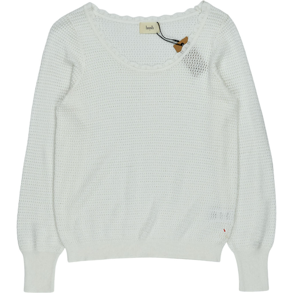 Hush White Florence Scoop Knitted Jumper