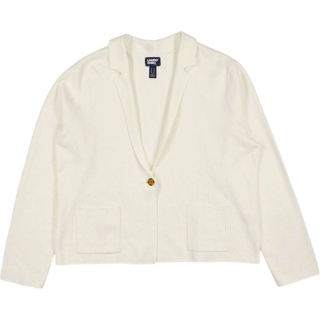 Lands' End Cream Cotton Blazer Jacket