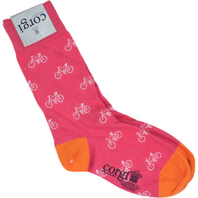 Corgi Pink Bicycle Pattern Socks