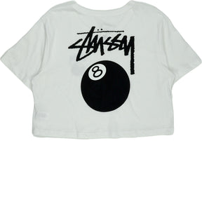 Stussy White 8 Ball Classic Cropped Tee