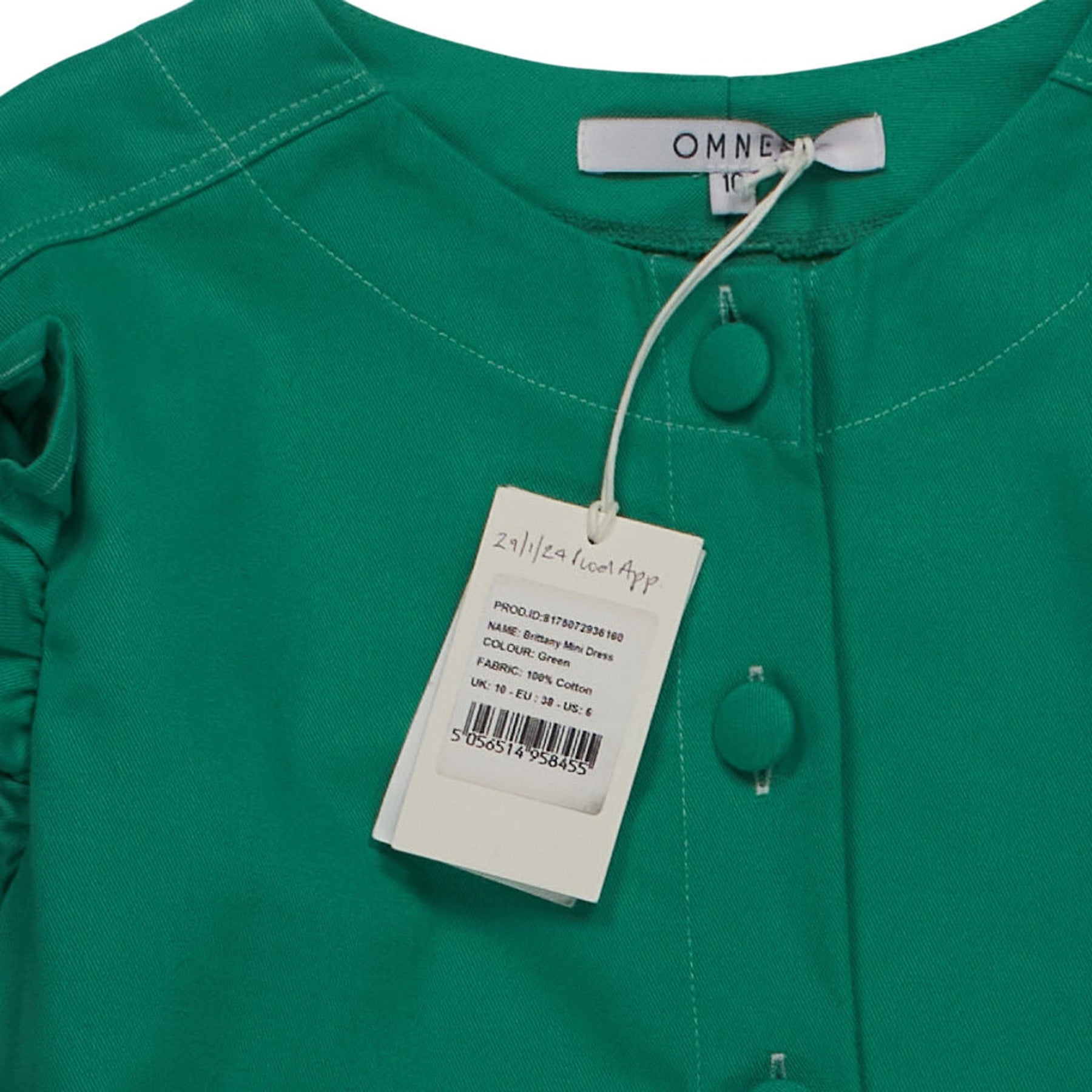 OMNES Green Belted Mini Dress