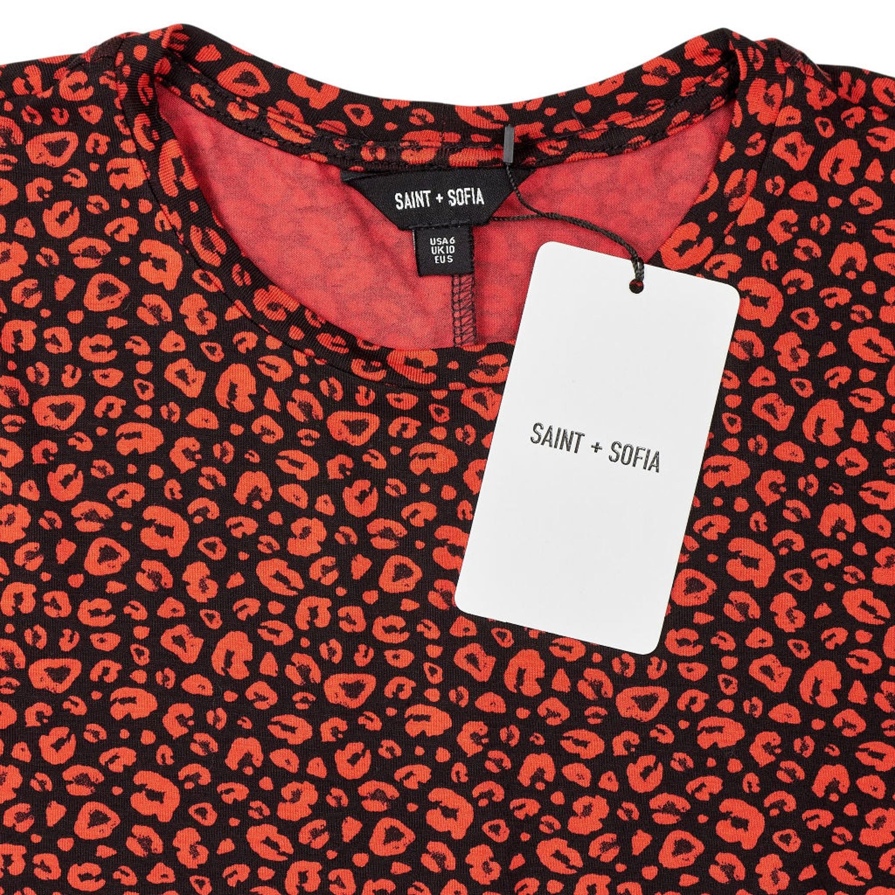 Saint + Sofia Red Leopard Ottilie Dress
