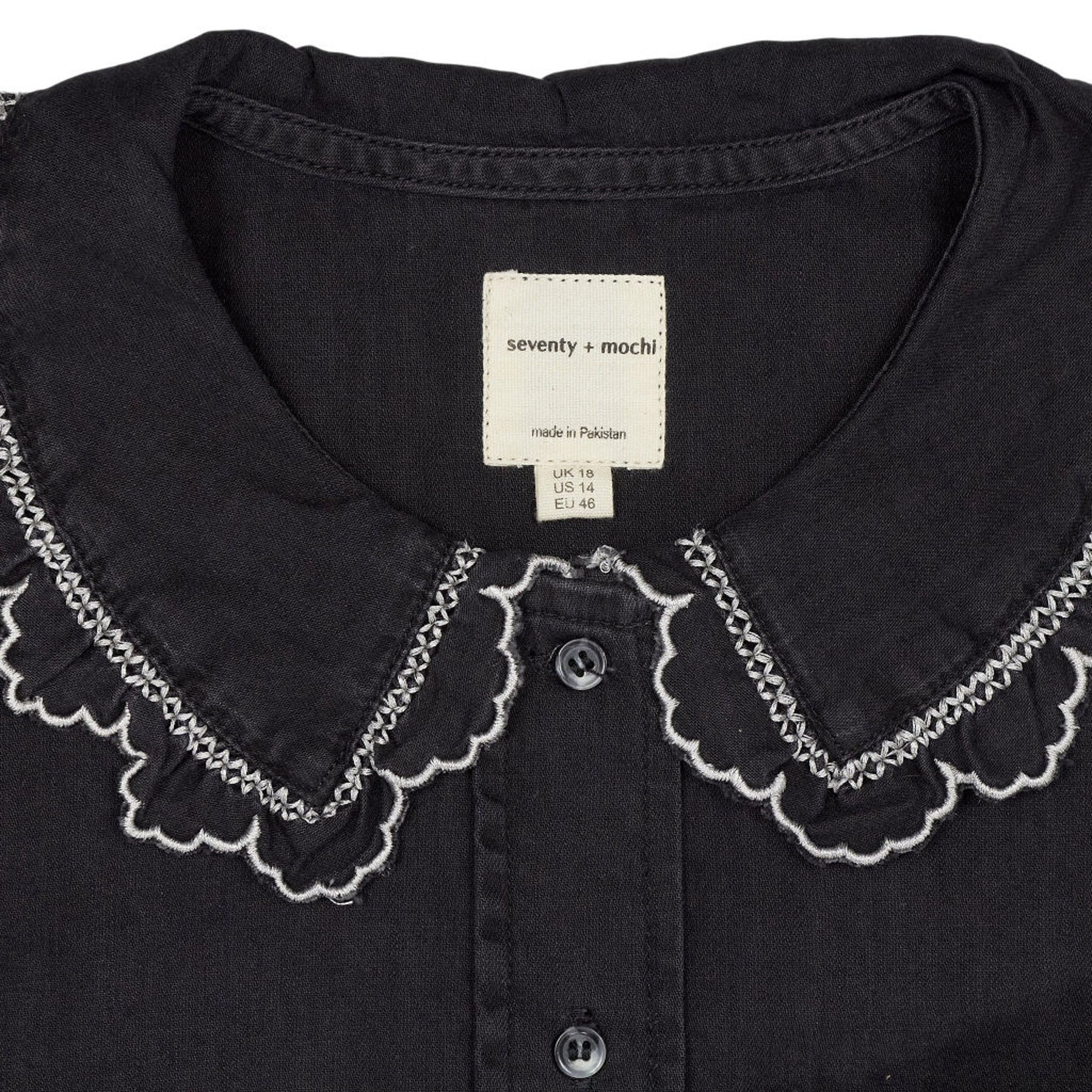 seventy + mochi Black Embroidered Collar Shirt