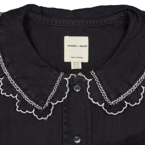 seventy + mochi Black Embroidered Collar Shirt