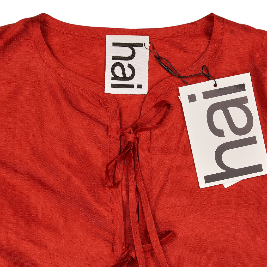 Hai Red Silk Tie Blouse