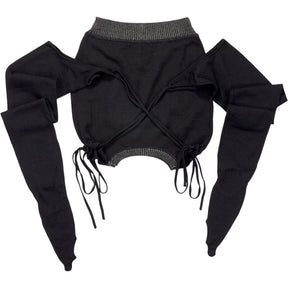 SRVC Black Wool Cropped Jumper