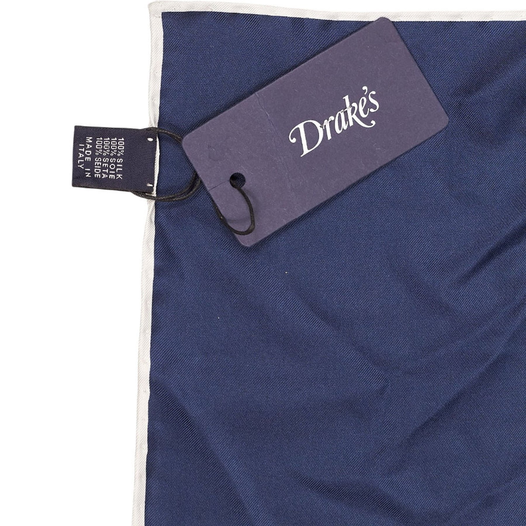 Drake's Blue Silk Pocket Square