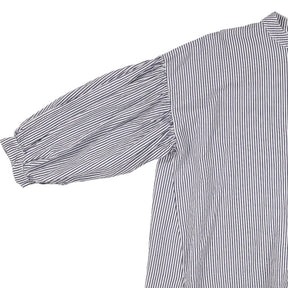 Striped Blue Gathered Sleeve Shirt