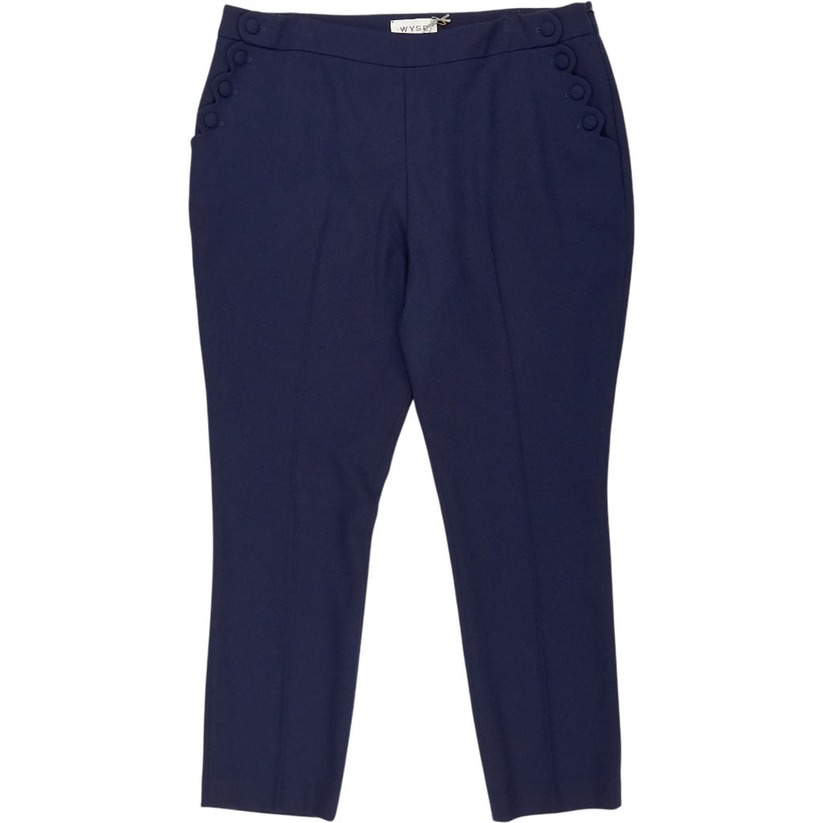 Wyse Navy Sandrine Scallop Edge Trousers