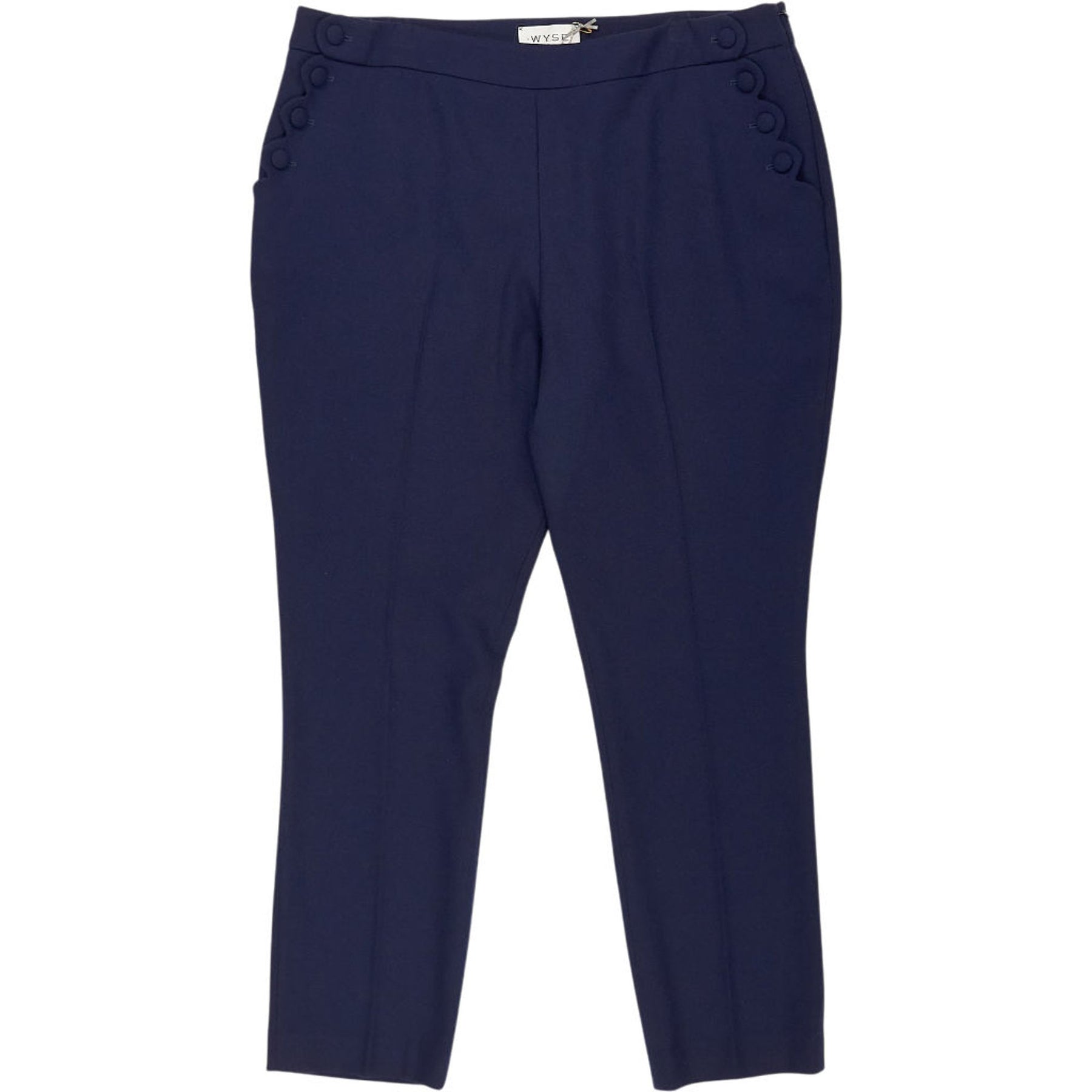 Wyse Navy Sandrine Scallop Edge Trousers
