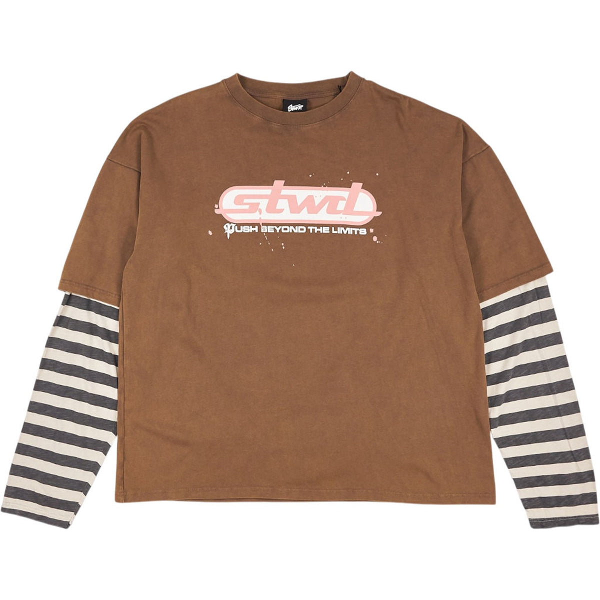 Pull & Bear Brown Graphic Long Sleeve T-Shirt