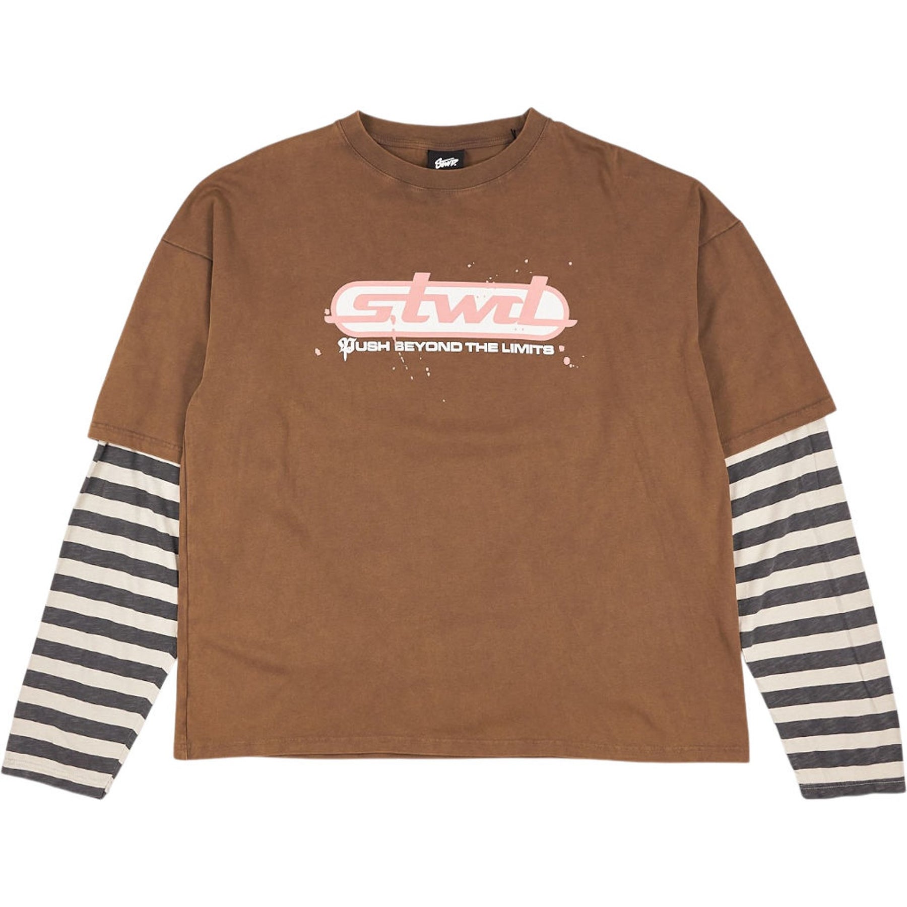 Pull & Bear Brown Graphic Long Sleeve T-Shirt